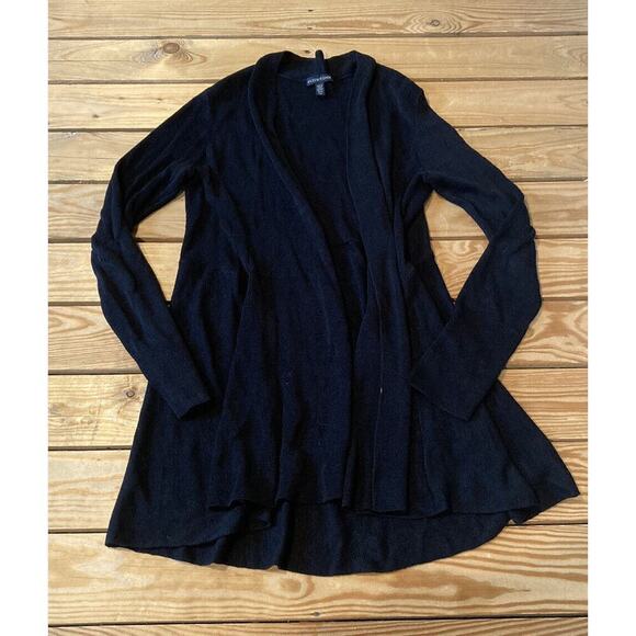Eileen Fisher Open Front Linen Cardigan Size Small Women’s Black